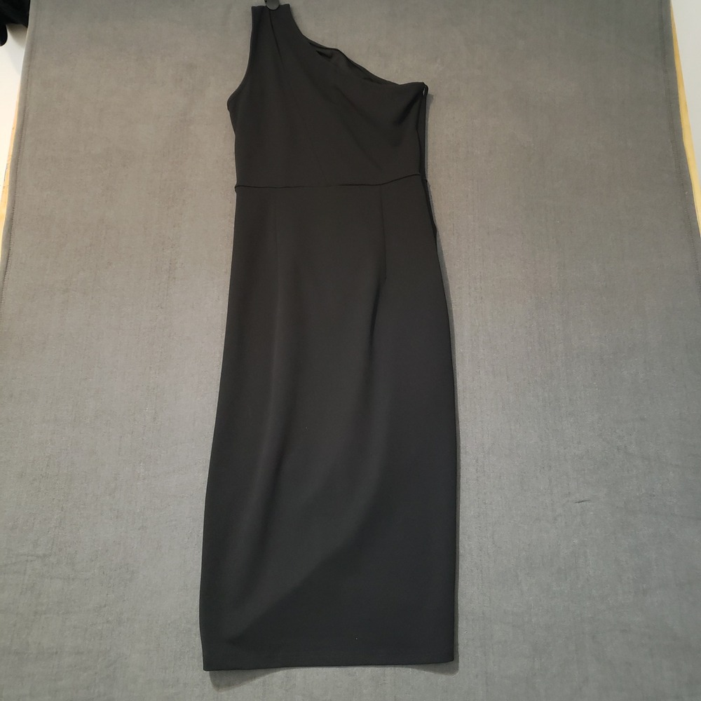 PrettyGarden‎ One Shoulder Dress Women S Black Wrap Tulip Hem Cocktail